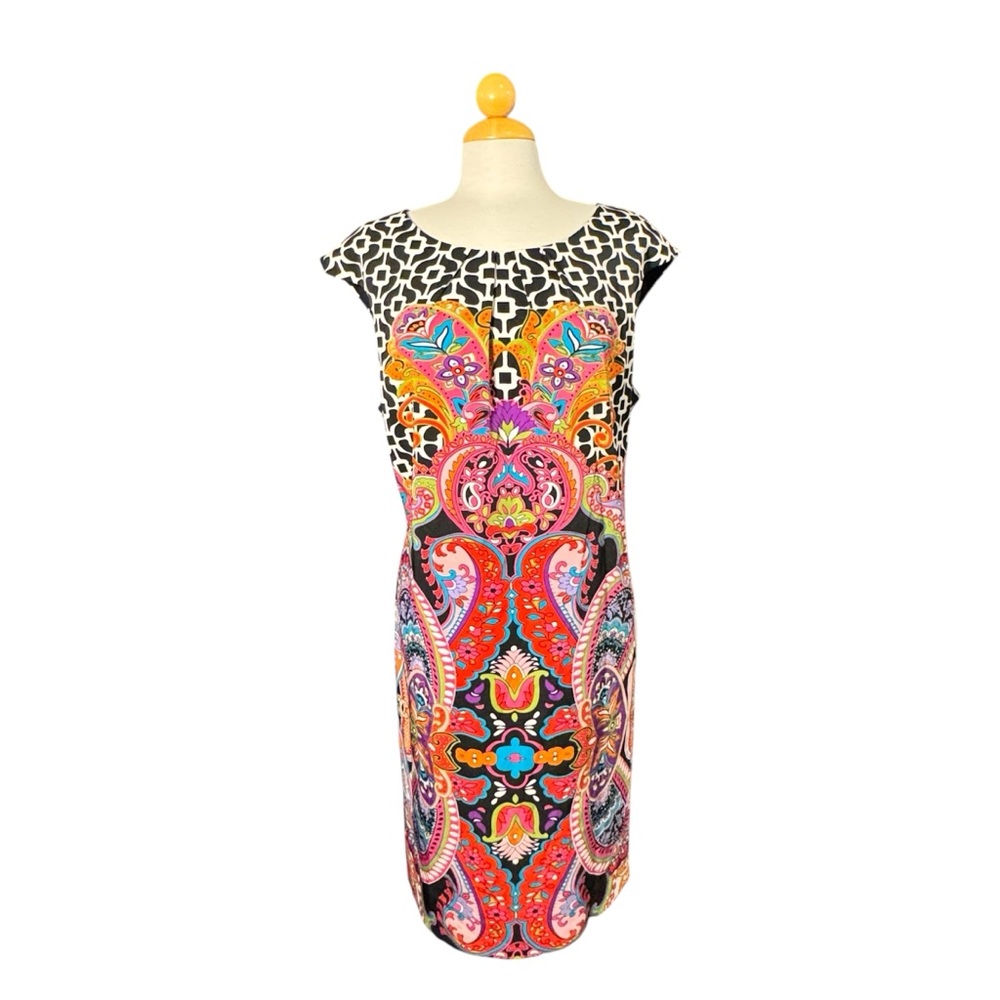 Voir Voir Black and Multicolor Midi Dress